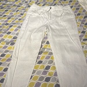 H&M White Linen Blend Pants Large